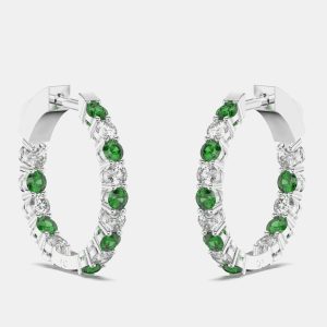 925 Sterling Silver Hoop Color & Lab Grown Diamond Earrings, Earrings - Luxury Closet