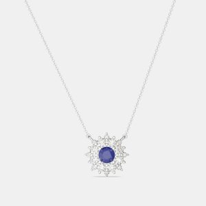 925 Sterling Silver Flower Color & Lab Grown Diamond Pendant, Necklaces - Luxury Closet