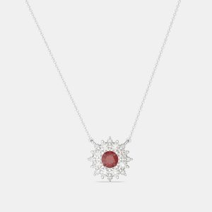 925 Sterling Silver Flower Color & Lab Grown Diamond Pendant, Necklaces - Luxury Closet