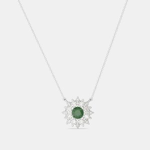 925 Sterling Silver Flower Color & Lab Grown Diamond Pendant, Necklaces - Luxury Closet