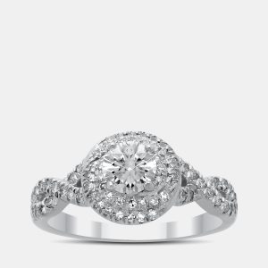 14K White Gold Round Cut Halo Ring (1.0ctw) US 7, Rings - Luxury Closet catalog