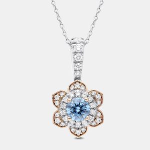 14K Rose Gold/White Gold Round Cut White Flower Ring (0.90ctw), Necklaces - Luxury Closet catalog