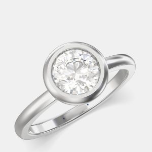 14K White Gold Bezel Set Round Solitaire Ring (1.00 ctw) US 7, Rings - Luxury Closet