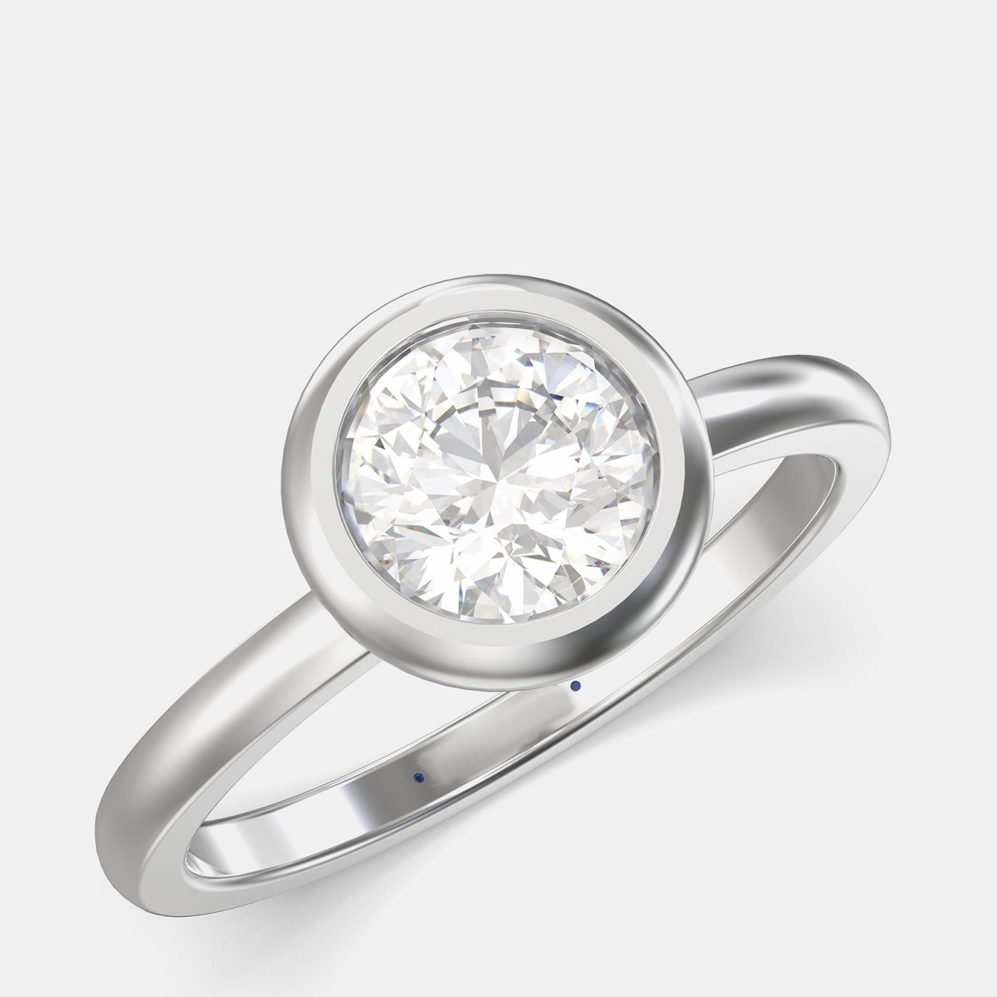 14K White Gold Bezel Set Round Solitaire Ring (1.00 ctw) US 7, Rings - Luxury Closet