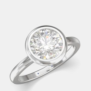 14K White Gold Bezel Set Round Solitaire Ring (1.50 ctw) US 7, Rings - Luxury Closet catalog