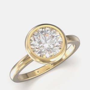 14K Yellow Gold Bezel Set Round Solitaire Ring (1.50 ctw) US 7, Rings - Luxury Closet catalog