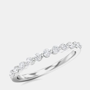 14K White Gold Round 11Stones Band (1/3 ctw) US 7, Rings - Luxury Closet