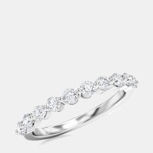 14K White Gold Round 10 Stones Band (1/2 ctw) US 7, Rings - Luxury Closet