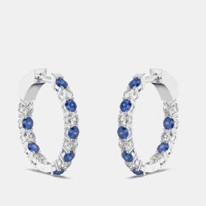 925 Sterling Silver Hoop Color & Lab Grown Diamond Earrings, Earrings - Luxury Closet catalog