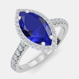 10K Blue Sapphire Lab Grown Bridal Ring (2.50 Ctw), Rings - Luxury Closet catalog