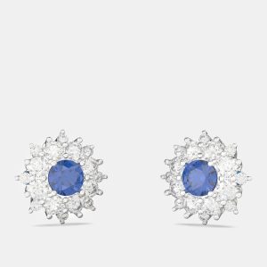 925 Sterling Silver Flower Color & Lab Grown Diamond Stud Earrings, Earrings - Luxury Closet