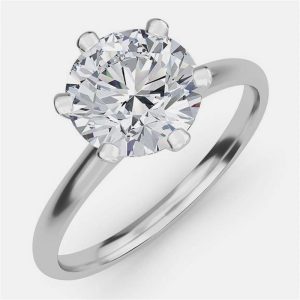 5.00 Ct Round Plain 6 Prongs 14K White Gold Lab Grown Diamond Solitaire Ring US 5, Rings - Luxury Closet catalog