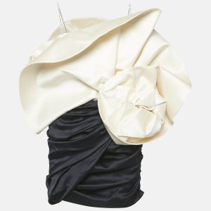 Magda Butrym Black/Cream Silk Blend Belgrade Mini Dress M, Dresses - Luxury Closet