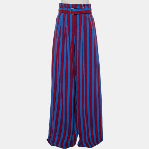 Maison Martin Margiela Red & Blue Striped Synthetic Belted Palazzo Pants M, Clothing - Luxury Closet catalog
