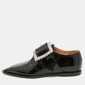 Maison Martin Margiela Black Patent Leather Crystal Embellished Buckle Flats Size 39, Flats - Luxury Closet