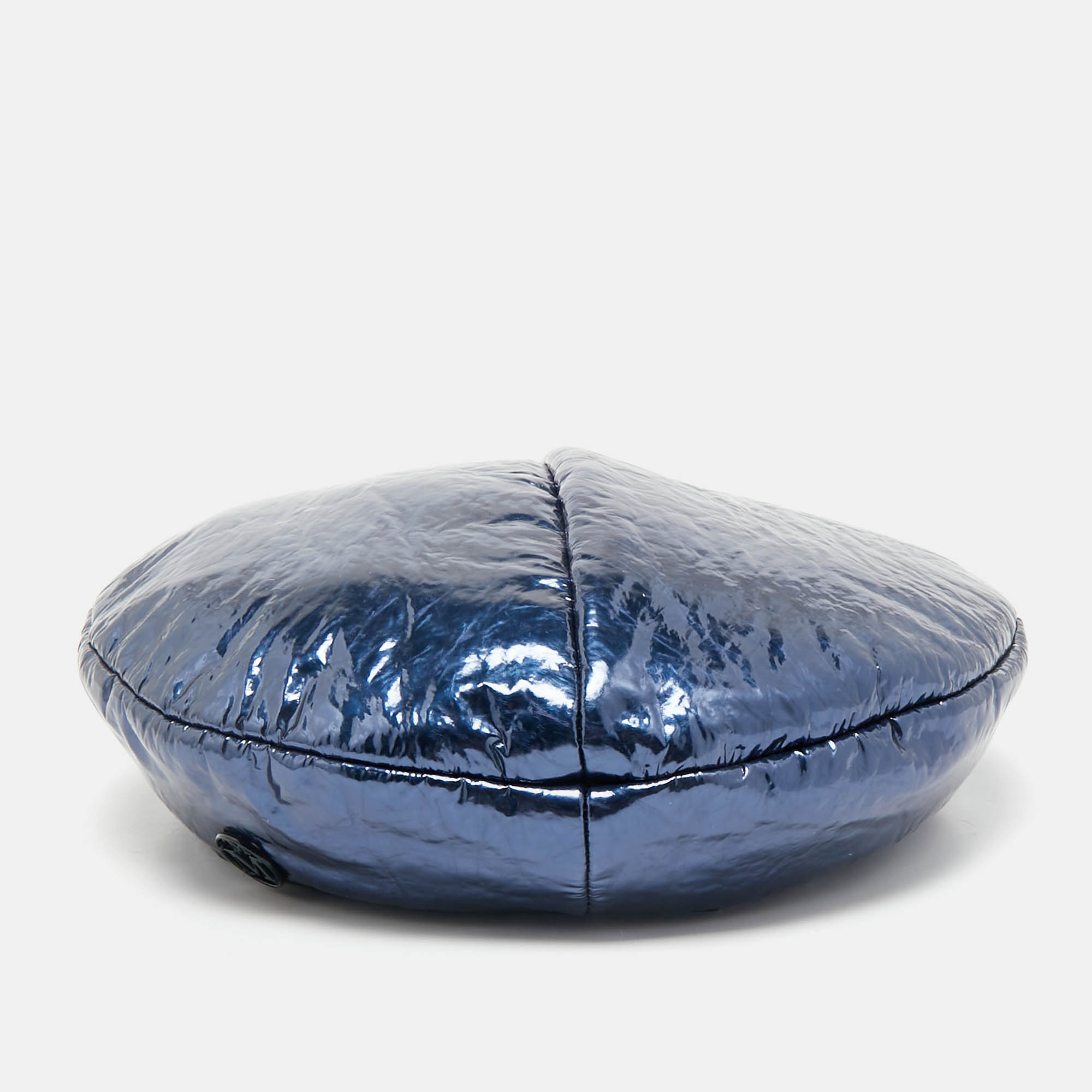Maison Michel Paris Metallic Blue New Billy Varnished Leather Beret M, Apparel & Accessories - Luxury Closet