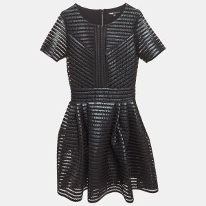 Maje Black Roybridge Striped Mesh Flared Mini Dress S, Dresses - Luxury Closet catalog