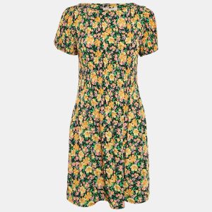 Maje Multicolor Floral Print Crepe Pleated Mini Dress L, Dresses - Luxury Closet