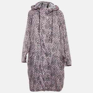 Maje Pink Leopard Print Synthetic Zip-Up Hooded Long Coat S, Coats & Jackets - Luxury Closet catalog