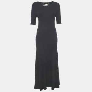 Maje Midnight Blue Rib Knit Cut-Out Detail Rolora Maxi Dress L, Dresses - Luxury Closet catalog