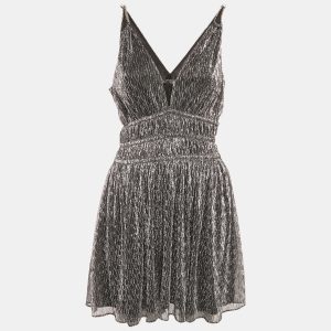 Maje Metallic Lam&eacute; Gathered Mini Dress S, Dresses - Luxury Closet