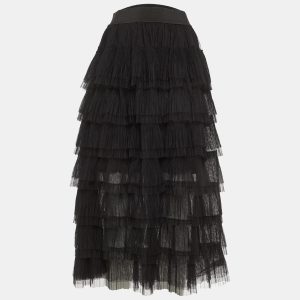 Maje Black Tulle Tiered Midi Skirt S, Skirts - Luxury Closet catalog