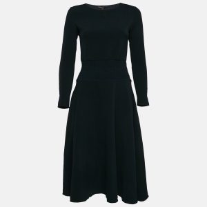 Maje Navy Blue Stretch Knit Shirring Waist Short Dress S, Dresses - Luxury Closet catalog