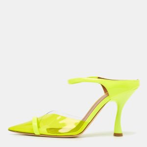 Malone Souliers Neon Yellow Patent Leather and PVC Iona Mules Size 37, Sandals - Luxury Closet