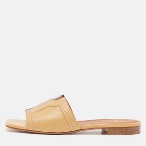 Malone Souliers Beige Leather and PVC Silvia Flat Slides Size 36, Flats - Luxury Closet