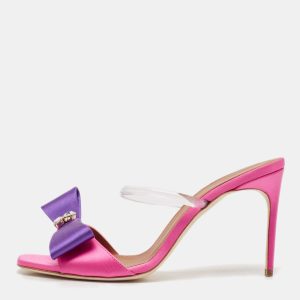 Malone Souliers Purple/Pink Satin Emily Slide Sandals Size 39, Sandals - Luxury Closet