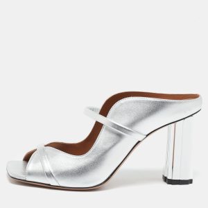 Malone Souliers Silver Leather Nara Slide Sandals Size 41.5, Sandals - Luxury Closet catalog