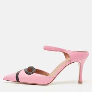 Malone Souliers Pink/Black Leather Bonnie Slide Sandals Size 37, Sandals - Luxury Closet