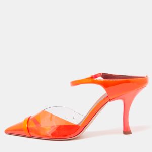 Malone Souliers Neon Orange PVC and Patent Leather Iona Mules Size 39.5, Sandals - Luxury Closet