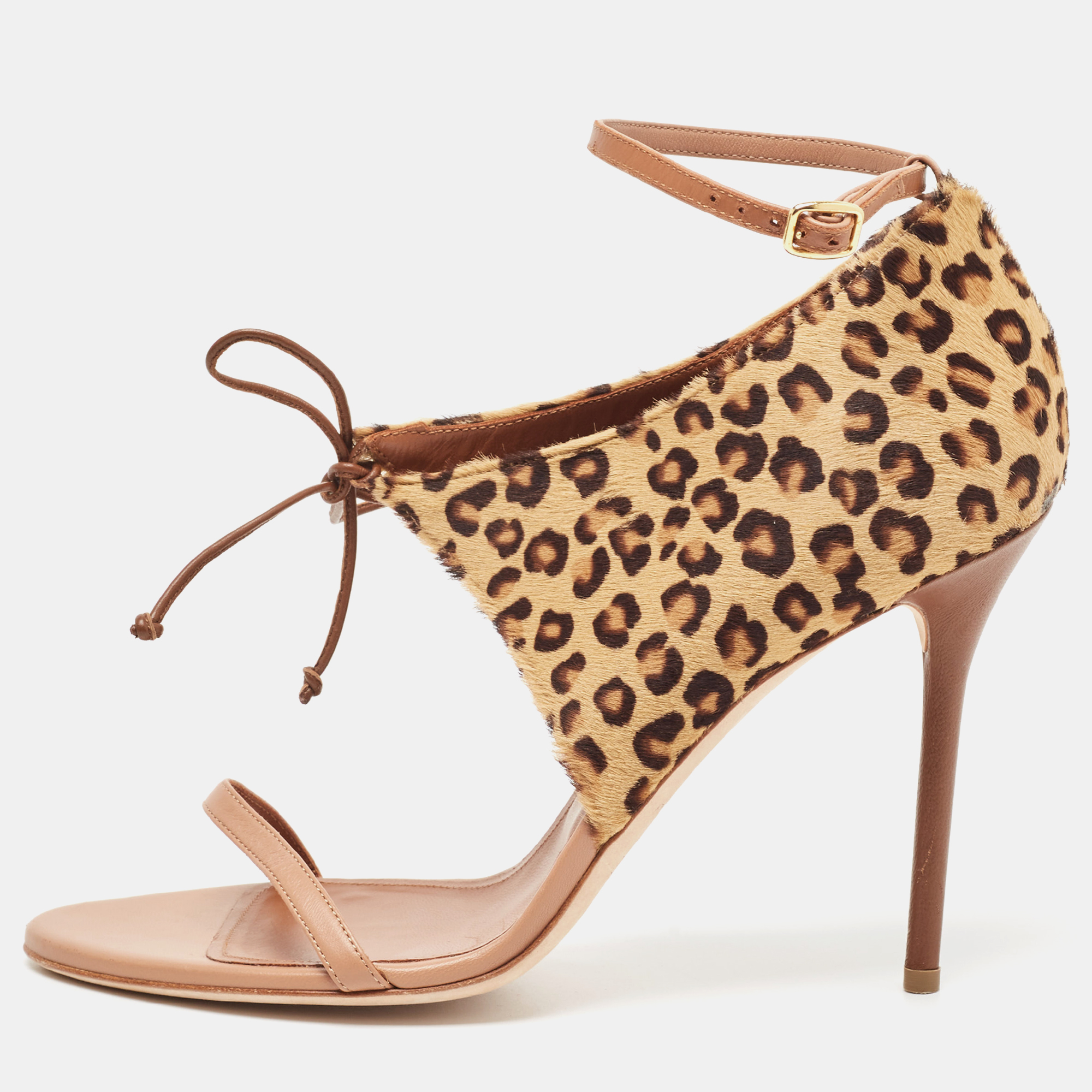 Malone Souliers Brown/Beige Calf Hair Ankle Strap Sandals Size 41, Sandals - Luxury Closet