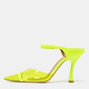 Malone Souliers Neon Yellow PVC and Patent Leather Iona Mules Size 38.5, Sandals - Luxury Closet
