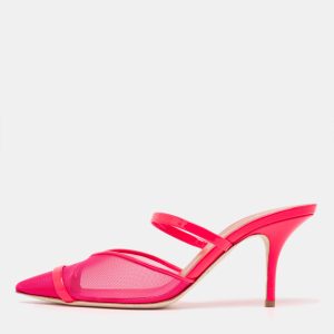Malone Souliers Neon Pink Mesh and Patent Leather Clio Mules Size 39, Sandals - Luxury Closet