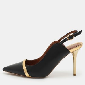 Malone Souliers Black/Gold Leather Marion Slingback Pumps Size 36.5, Pumps - Luxury Closet catalog