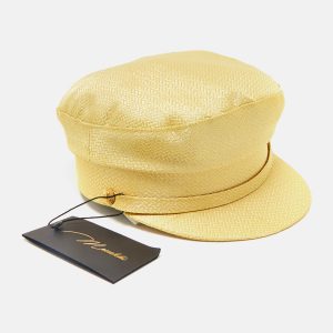 Manokhi by Toukitsou Gold Brocade Greek Fisherman Hat M, Apparel & Accessories - Luxury Closet