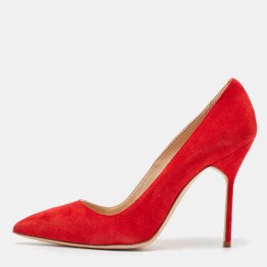 Manolo Blahnik Red Suede BB Pumps Size 36.5, Pumps - Luxury Closet catalog