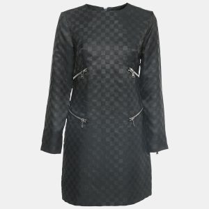 Marc by Marc Jacobs Black Checkered Gabardine Zip Detail Mini Dress S, Dresses - Luxury Closet