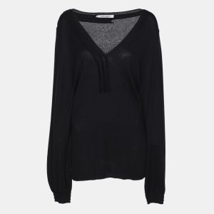 Marina Rinaldi Navy Blue Silk Knit Full Sleeve Sweater L, Sweaters & Cardigans - Luxury Closet