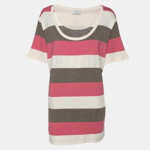 Voyage by Marina Rinaldi Muticolor Striped Cotton Sequin Top L, Shirts & Tops - Luxury Closet