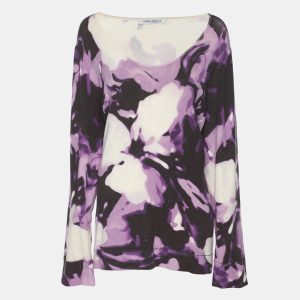 Marina Rinaldi Multicolor Printed Silk Sweater L, Clothing - Luxury Closet