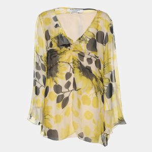 Marina Rinaldi Yello/Black Sunflower Print Chiffon Blouse L, Shirts & Tops - Luxury Closet catalog