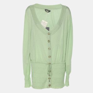 Marina Rinaldi Green Stretch Knit Cardigan XL, Sweaters & Cardigans - Luxury Closet