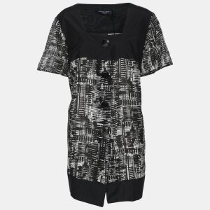 Marina Sport by Marina Rinaldi Black/White Chiffon Square Neck Top L, Shirts & Tops - Luxury Closet