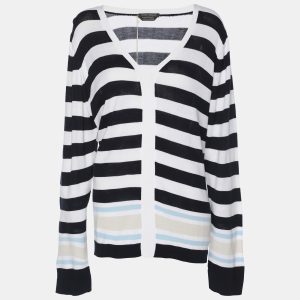 Marina Rinaldi Multicolor Stripe Knit Fabric Sweatshirt L, Clothing - Luxury Closet