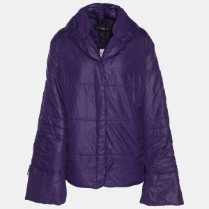 Marina Sport by Marina Rinaldi Purple Quilted Nylon Open Neck Jacket L, Coats & Jackets - Luxury Closet