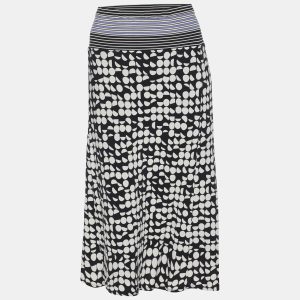 Elena Miro Black/White Printed Jersey Midi Skirt XL, Skirts - Luxury Closet