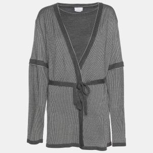 Marina Rinaldi Metallic Grey Jersey Cardigan Set L, Sweaters & Cardigans - Luxury Closet